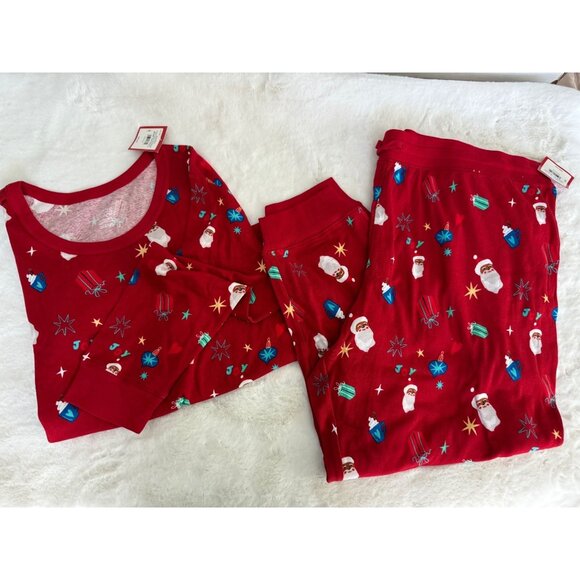 Target Wondershop 2 pc size 1XL Holiday Pajama set NEW Santa Presents ornaments - Picture 2 of 6